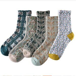 Bundle of 5 pairs vintage patterned socks